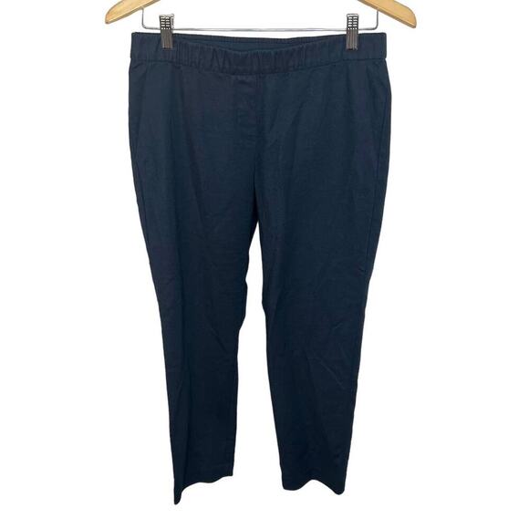 J. JILL Women's 8 Petite Pull On Ponte Knit Trouser Pant Straight Leg Navy Blue - Picture 1 of 9